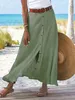 Gonne femminile da donna a colore solido bottone a colore medio-a-a-a-a-ala lungo abbigliamento da spiaggia pacchetto causale hip a-line