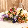 Fleurs décoratives 2pcs Artificiel Peony Silk Hortensia Flower Bouquet Arrangements Table Centres de table pour décor de chambre Desktop