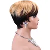 Pixie Cut Perücken für schwarze Frauen menschliches Haar kurze Bob -Perücken mit Pony Black Mixed Braun Highlight Farb Perücken Afroamerikanische gemischte Farbe