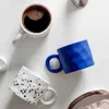 Mokken 450 ml Klein Blue Ceramic Coffee Cup Breakfast Oat Cup Creative Ins Design Handmade Cup Ring Handgreep Keramische Cup Milk Cup J240428