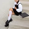 Abiti da ragazza Abito autunno abito da caduta preppy girare il colletto a manica lunga uniforme a-line con cravatta