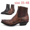 2024 Mens Western Cowboy Boots For Men Women Leather Ankle Boots Man Retro Embroidery Design Pointed Toe Shoes Plus Size 48 240415