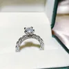 Cluster Rings Fashion Jewelry For Women 925 Sterling Silver Color Zirconia Bridal Wedding Engagement Accessories Gift