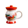 Tazas Retro Cerámico de estilo chino Copa de cama de cerámica Funny Water Multifuncional Leche o taza de café Regalo de cumpleaños perfecto