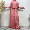 Ubranie etniczne odzież odzież Jilbab Abaya z kapturem muzułmańskie kobiety Hidżab sukienka długa prosta elegancka suknia Ramadan Abayas Scirt Sets Islamic