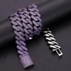 18 mm Hiphop Moisanite Cuban Link Chain Gold plaqué 925 Couleur personnalisée en argent sterling Iced Out Purple VVS Moisanite Cubain Chaîne Cubaine