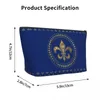 Bolsas de cosméticos Fleur-de-lys Bolsa de higiene pessoal azul e azul royal Fleur de Lis Lily Flor Makeup Organizer Ladies Storage DOPP Kit Case