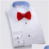 MENS DRESSE SHIRTS MEN TUXEDO SLIM FIT Lång ärm Solid Mtiple Colors Brideroom Formal Tops Bow Tie inkluderade Y230927 Drop Delivery App Dhofc