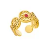 Anelli di nozze olio rosso vintage ename anello in acciaio inossidabile cavo per donne fiore oro a coppia aperta di anelli gioielli per donne spedizioni gratuite