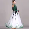 Stage Wear Ballroom Dance Competition Dress Standard Dresses Modern Costume Green Rhinestone Waltz Luminous Costumes