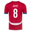 2024 Serbia Mens 축구 유니폼 국가 대표 Tadic Sergej Jovic Kostic Milenkovic Babic Zivkovic Samardzic A.mitrovic Home Away 축구 셔츠