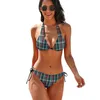 Swimwear pour femmes Bikinis à plaid vintage sexy Ensemble de maillot de bain en bikini coloré noir et blanc push up up High Cut Design Seachwear