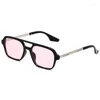 Okulary przeciwsłoneczne retro podwójne mosty kobiety Pilot moda moda różowy gradient okularów
