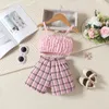 Kleidungssets Kleinkind Baby Mädchen Sommer -Outfit Bowknot Cami Tops und karierte Shorts Set 2PCS süße Kleideroutfits