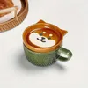 Tazze da 300 ml di cartoni animati per la colazione in ceramica animale con coperchio e tazza di caffettiera a microonde bevanda casalinga in casa j240428