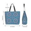 Shopping Bags Geometric Blue Canvas Tote Bag With Strong Handle Reusable Grocery Washable Eco-Friendly School Beach For Women Girls