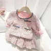 Clothing Sets Girls Clothes Vintage Children Suit Kids Coat Skirt Two Piece Outfits Baby Toddler Spring Autumn Matching Dresses