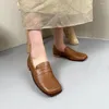 Casual schoenen Birkuir Echte lederen loafers Flats voor vrouwen naaien zachte Soled 2024 Luxe elegante vierkante teen dames