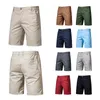 Summer 100% Cotton Solid Shorts Men High Quality Casual Business Social Elastic Waist 10 Colors Beach 240415