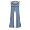 Pantaloni da donna logo personalizzato 2024 rollover a doppia strato sport corno casual 95 cotone cotone elastico slim fit micro