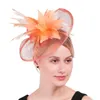 Berets Vintage Coral Fascynator Hat Wedding Hair Clip lub opaski na imprezę Tea Ascot Headpiece Akcesorium ślubne