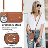 Crossbody Leather Zipper Card Holder Wallet Case, Handbag Purse Funda, Ring Kickstand Cover for iPhone 15 Pro Max 14 13 12 11 XS 8