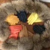 Gloves Women's Real Sheepskin Fox Fur Genuine Leather Glove Winter Warm Fashion Style Natural Fluffy Fox Fur Oversized