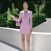 Casual Dresses Factory Wholesale Women's Black Pink Deep V-Neck Long Sleeves Suit Collar Sexy Celebrity Cocktail Party Bandage Dress