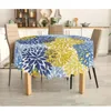 Table de nappe dahlia-ronde polyester chrysanthemum imperméable pour la décoration de la fête de camping de pique-nique