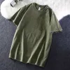 T-shirt lavata al 100% collare posteriore in cotone, maglietta a maniche corta in stile americano, sabbia lavata e fritta con fiori
