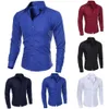 Fashion printemps automne hommes chemises Arrivals Slim Fit Male Shirt Solid Long Sleeve British Style Office Cotton Mens 240426