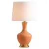 Table Lamps Vintage Ceramic Wabi-sabi Series Linen Lampshade Orange Retro E27 Led Desk Light For Living Room Bedroom Style
