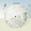 Ultra Light Double-couche Double Flowers Oil Painting Umbrella, Mini Sunshade, Rain and Shine Double-usage Umbrella, Portable Sun Umbrella