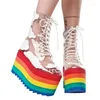 Stiefel Regenbogen dicke Plattform Cloud Star