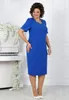 Blauwe kanten moeder van de bruid jurken met lange mouwen jas bruiloft gast jurk thee lengte plus size size jurken