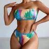 Kobiety bikini stroje kąpielowe Seks seksowne gradient kolor jasny światło stroje kąpielowe Kobiety Bandeau Kąpiel Suit Brazilian 2024 Mujer