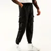 Loose Fit Multi Pocket Joggers For Spring Summer Mens Street Style Waist Drawstring Casual Pants Cargo Fitness Outdo 240428