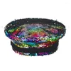 Berets Shiny-Sequin Military-Hat Party Club Stage Dance Hat Women Glitter Headwear