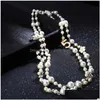 Naszyjniki z koralikami Kobiety długie łańcuchy warstwowe Perl Naszyjnik de moda numer 5 kwiatowy biżuteria kropla dostawa wisiorki dh5qu