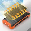 Mobiltelefon Power Banks 20000mah Portable Power Pack Solar Panel Charging Wireless LED Light SOS Camping Tool Power Pack Backup Battery J240428