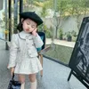 Clothing Sets Girls Clothes Vintage Children Suit Kids Coat Skirt Two Piece Outfits Baby Toddler Spring Autumn Matching Dresses