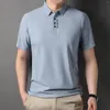 Męska marka polo drukowana koszule polo Men krótkie rękawy 2024 Summer Hafdery Business bezproblemowy lodowy jedwab oddychający specjalna oferta hurtowa