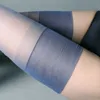Meias sexy meias altas com nervuras largas 5D Meias de seda transparentes ultrafinas