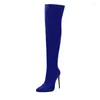 Boots Women's Autumn And Winter Fashion Style Sexy Over-the-Knee Modern Pointed Toe Thin Heels High12cm Plus Size34-48