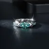 Anneaux de bijoux de mode en gros 925 STRILL SIGHT-SANT SET 1carat vert noir Moisanite Eye of Horus Anneaux