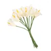 Fleurs décoratives 12pcs mini mariage artificiel de mariée fausse décor de fête bouquet pe rand-touch fleur (blanc)