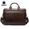 Kolejki oryginalne skórzane mężczyźni teczka Vintage Business Business Crossbody Crossbody for Male Sling Flap Laptop torebka Messenger Tote Jyy1090