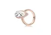 18k Rose Gold Tear Drop CZ Diamond Ring com caixa original para 925 anéis de casamento de prata Jóias de noivado para Women2339101
