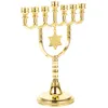 Posiadacze świec Holder Menorah Decor stolik kandelabra żydowskie świeczniki złoto srebrny metal chanuka Izrael dekoracje Hanukkah vintage