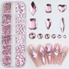 12GRIDS rosa miscuglio miode mistero di braccio di lusso di unghie di lusso glitter gioielli in cristallo gemme decorazioni per nail art manicure rinestone r#q 240426